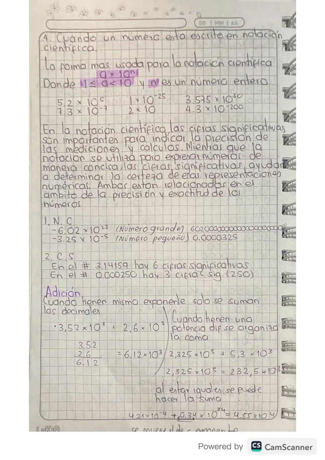 DDI MMI AA
Tiempo (+) Distancia de duración de la herra
alrededor del sal (s).
Notación Científica y cifras Significativas.
La notación cien
