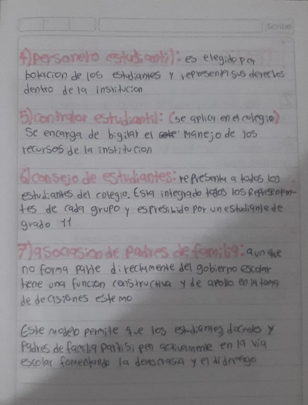 --- OCR Start ---
El Gobierno escolar
En colombia los gobiernos escolares estan conformado
Por barios organos que representen ala comunidad.
