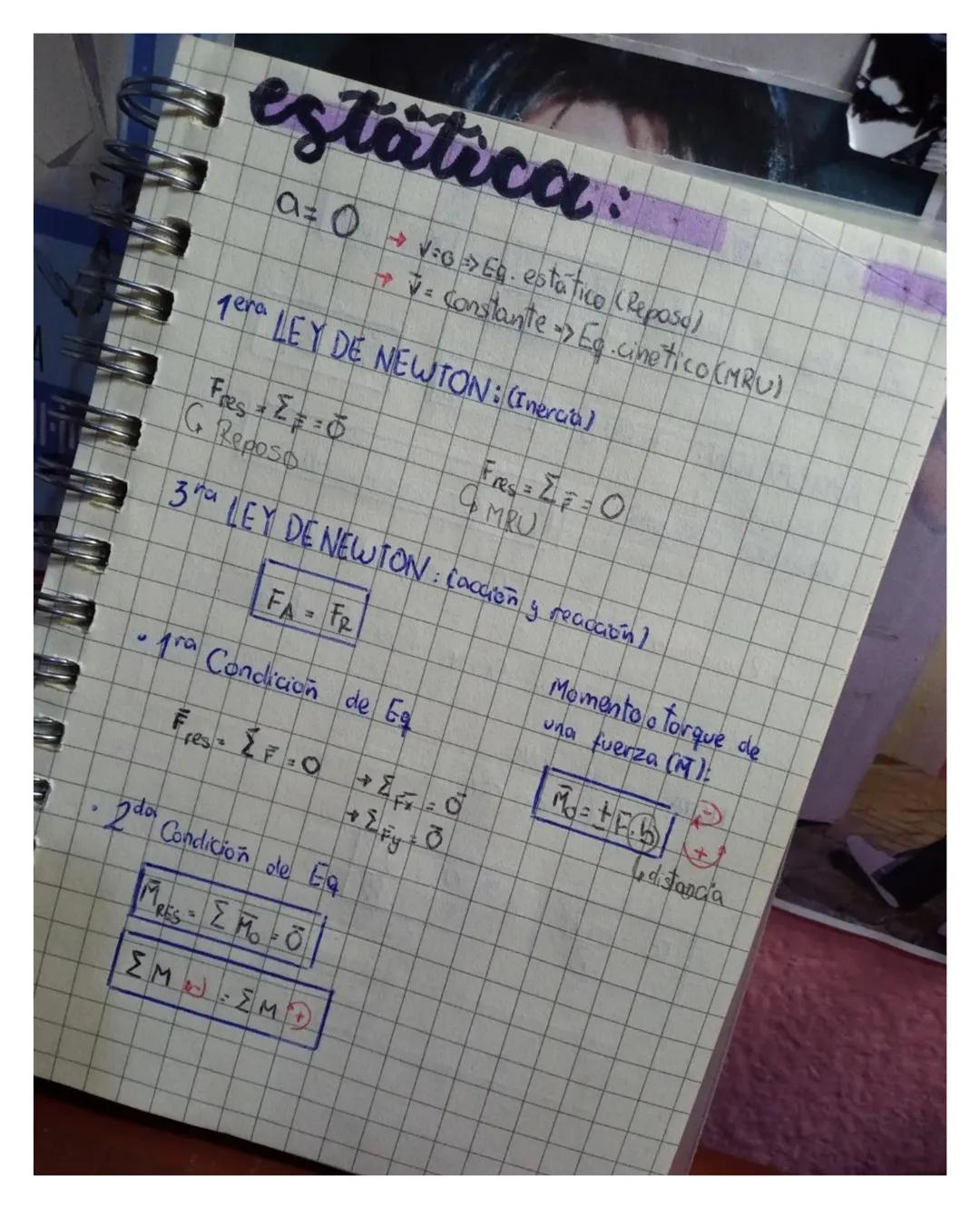 estática
a=vo.estatico (Reposo)
= constante -> Eg.cinetico (MRU)
1era LEY DE NEWTON: (Inercia)
G Reposo
FRO
4 MRU
3 LEY DE NEWTON: Cacción y