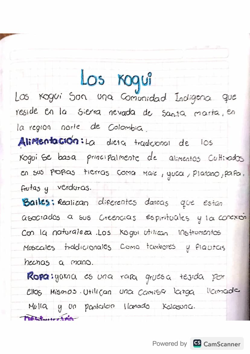 Los ходит
Los Kogui Son una Comunidad Indigena que
reside en la Sierra nevada de Santa marta, en
la region
norte
de Colombia.
Alimentación: 