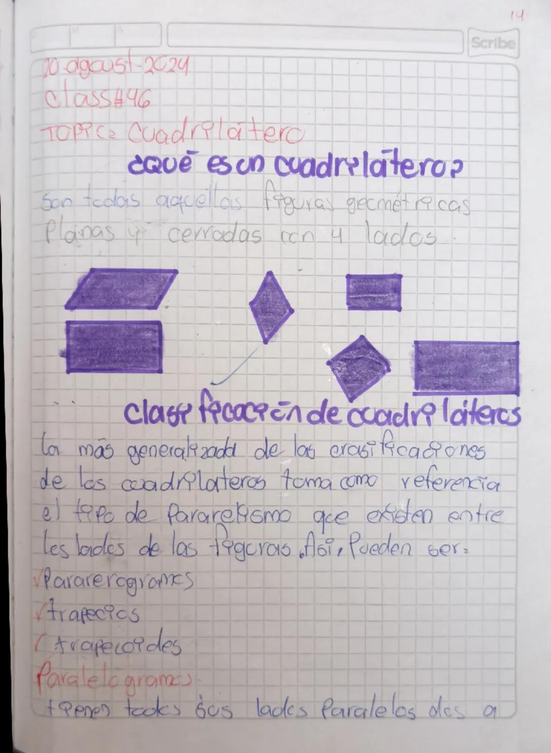 To agcust-2024
Class446
TOPICE Cuadrilatero
¿Qué es un cuadrilaterop
Son todas aquellas figural geométricas
Planas y cerradas con 4 lados.
S