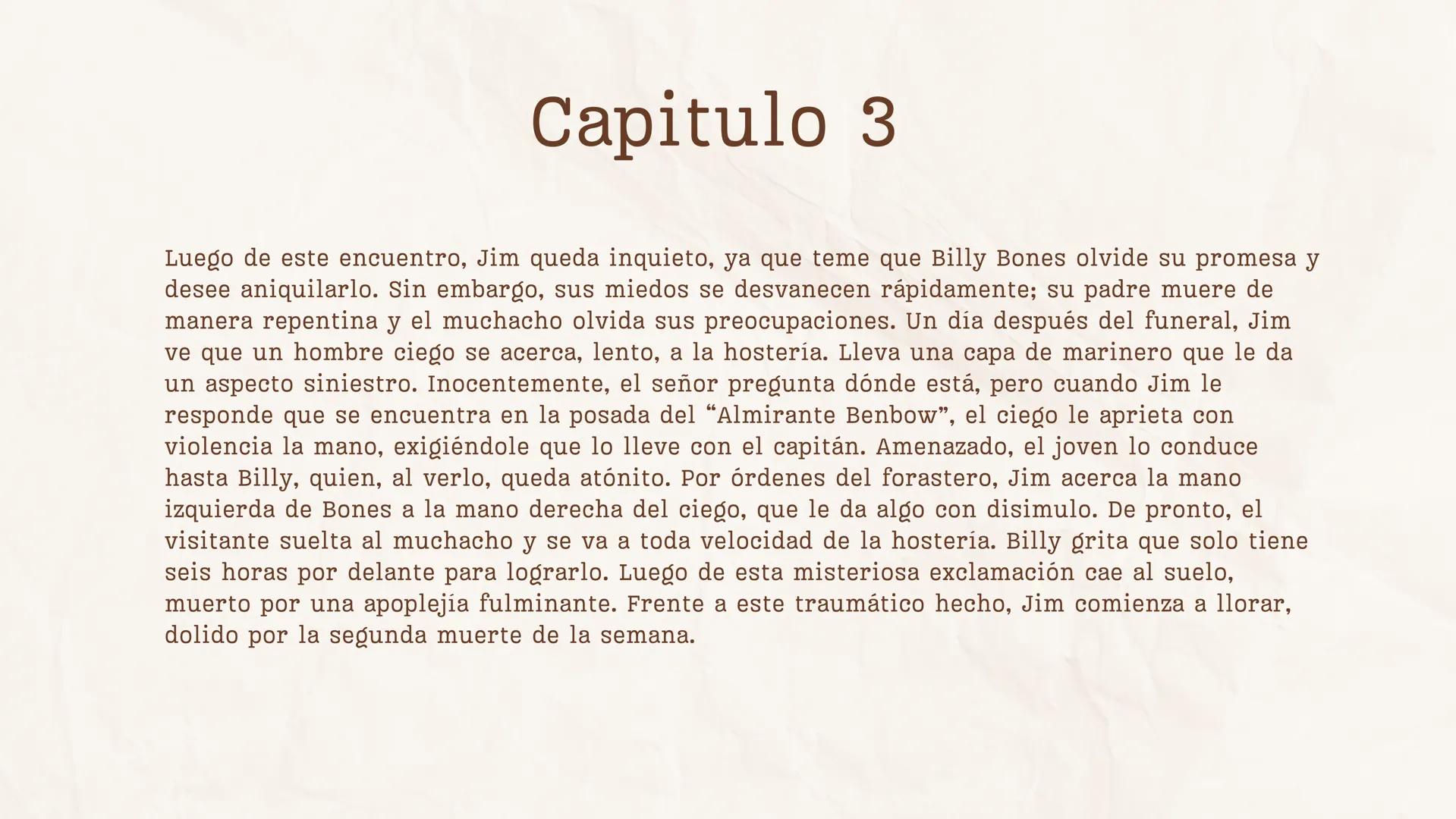 # La isla del
tesoro ## Capitulo 3

Al mediodía, Jim se acerca a la habitación de Billy Bones
con sus medicinas. El capitán intenta sobornar