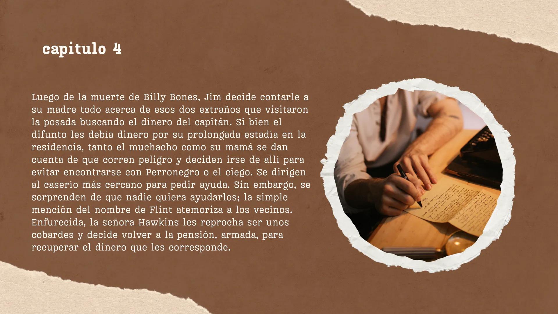 # La isla del
tesoro ## Capitulo 3

Al mediodía, Jim se acerca a la habitación de Billy Bones
con sus medicinas. El capitán intenta sobornar