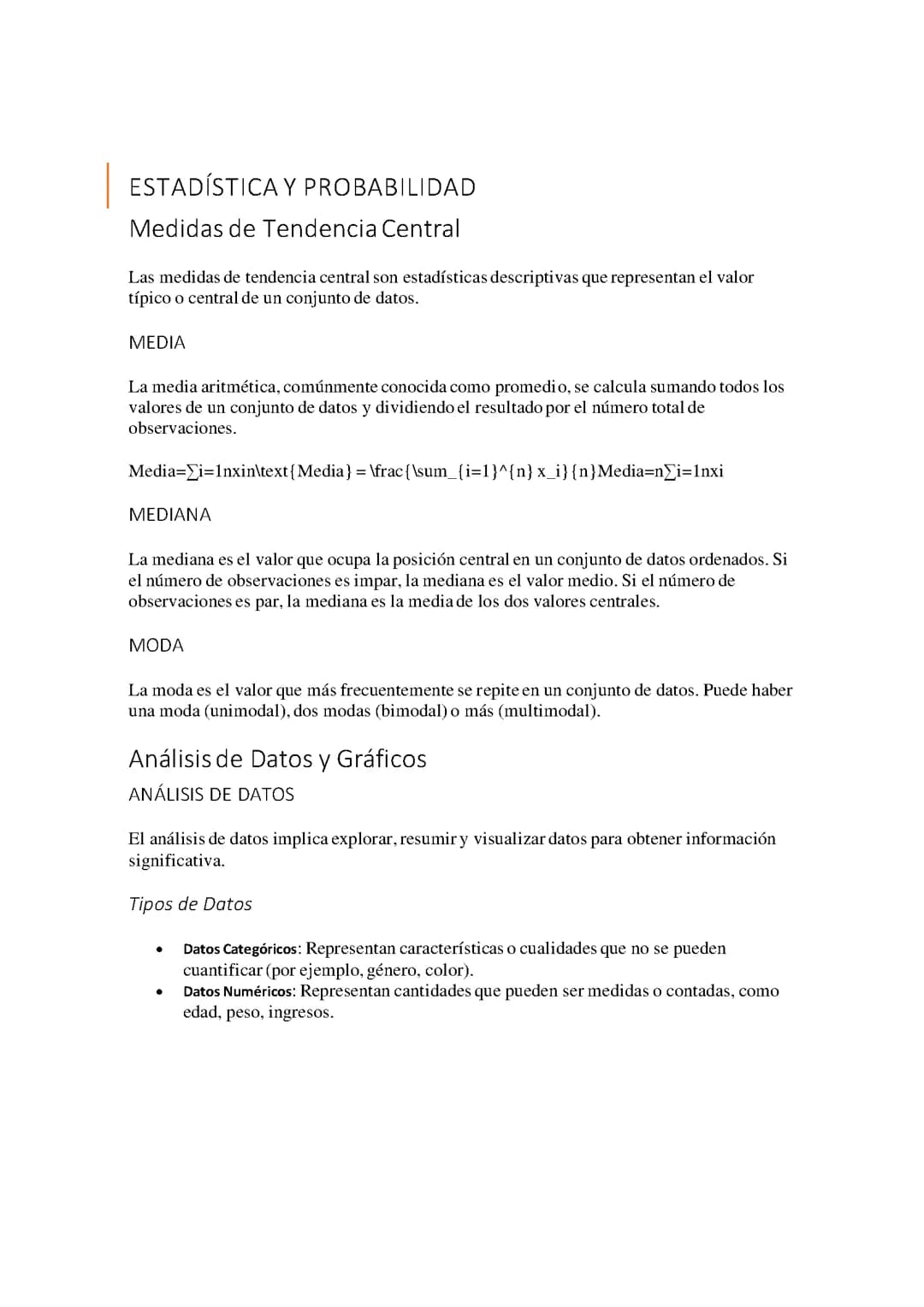 Medidas de Tendencia Central