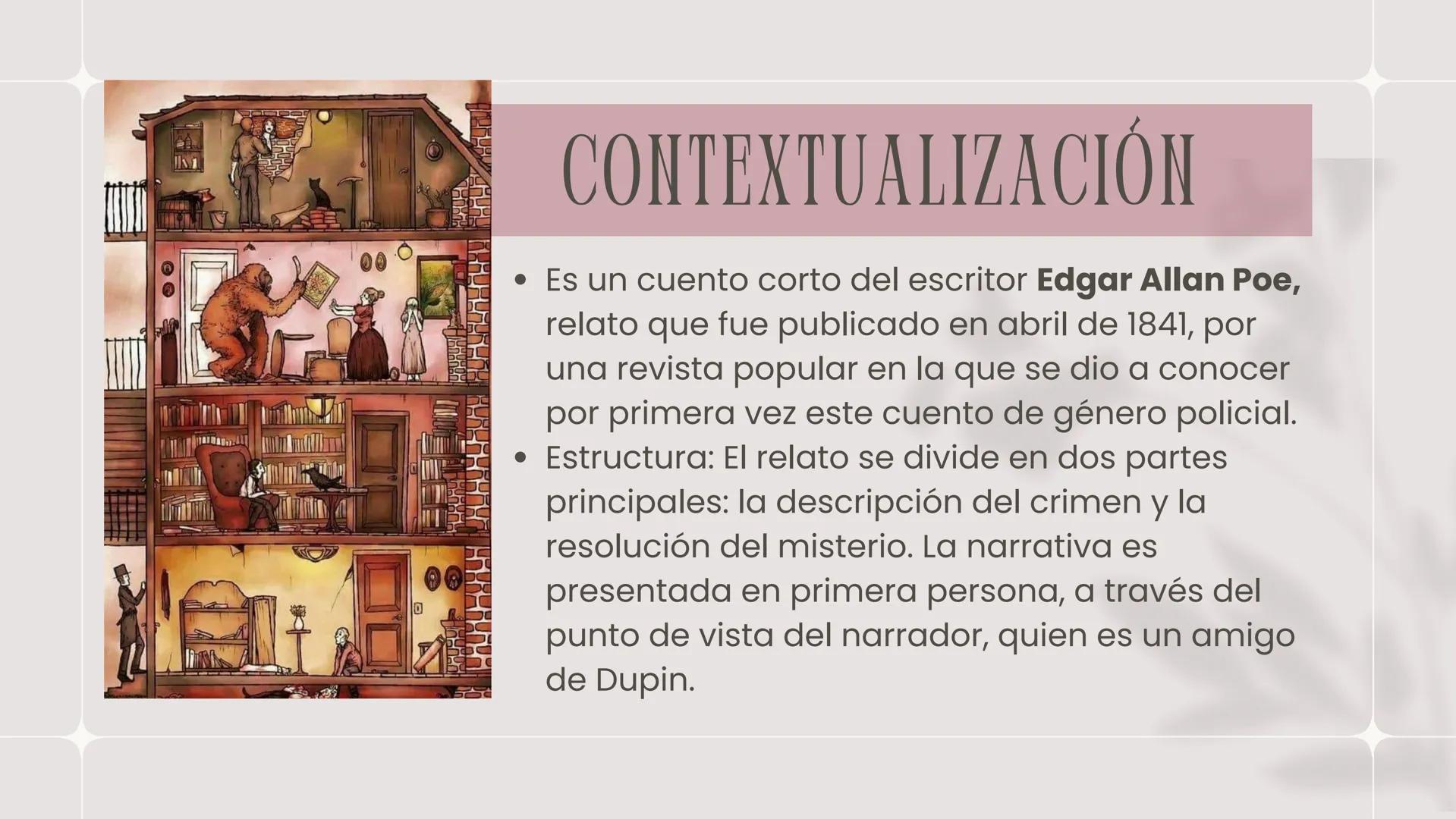 # LOS CRÍMENES DE

# LA CALLE MORGUE

Laura Valentina Timaran # CONTEXTUALIZACIÓN

*   Es un cuento corto del escritor Edgar Allan Poe,
rela