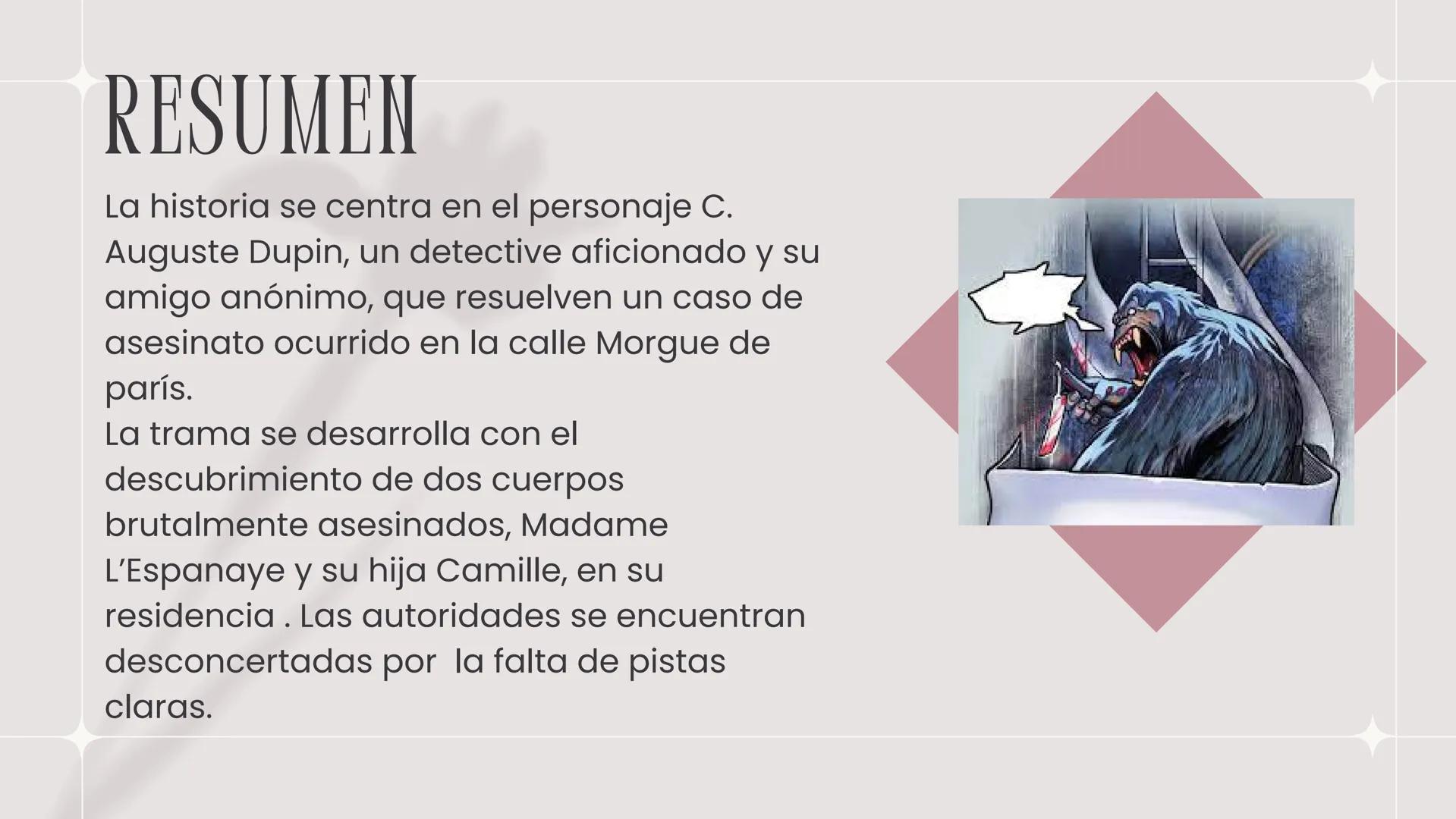 # LOS CRÍMENES DE

# LA CALLE MORGUE

Laura Valentina Timaran # CONTEXTUALIZACIÓN

*   Es un cuento corto del escritor Edgar Allan Poe,
rela