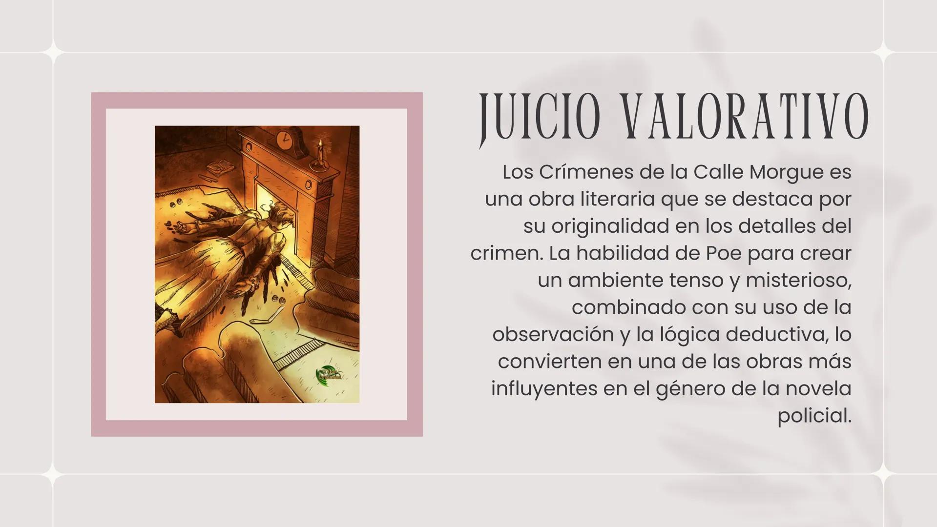 # LOS CRÍMENES DE

# LA CALLE MORGUE

Laura Valentina Timaran # CONTEXTUALIZACIÓN

*   Es un cuento corto del escritor Edgar Allan Poe,
rela