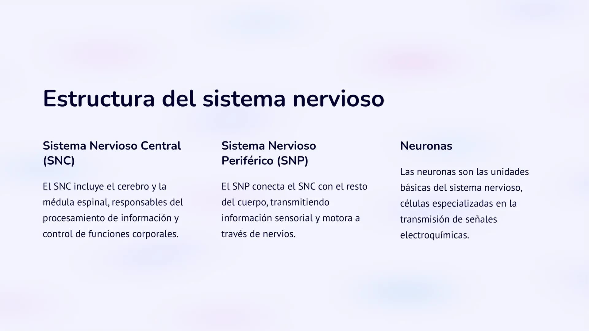 Co
N
Neurobiología:
Un viaje al interior del
sistema nervioso
La neurobiología es la ciencia que estudia el sistema nervioso, una
red comple