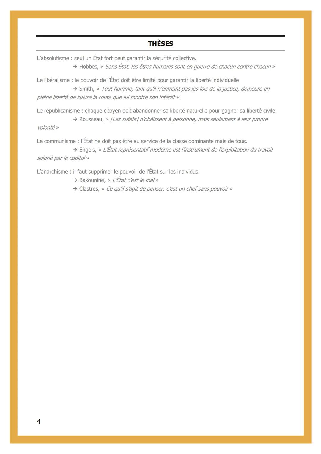# 4 - L'ÉTAT

INTRODUCTION

État => institution politique souveraine qui organise une société donnée

Plusieurs types d'État :
Théocratie =>