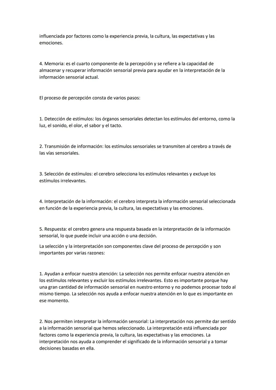 LA PERCEPCION Y LA SENSACION
La percepción y la sensación son dos procesos psicológicos diferentes pero relacionados. La
sensación es el pro