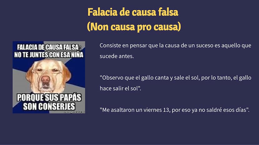 Las Falacias Si mi patrulla anti-osos
funciona, no veremos
osos. No hay osos. Por lo
tanto, la patrulla
funciona
sobo
Ése es un
razonamiento