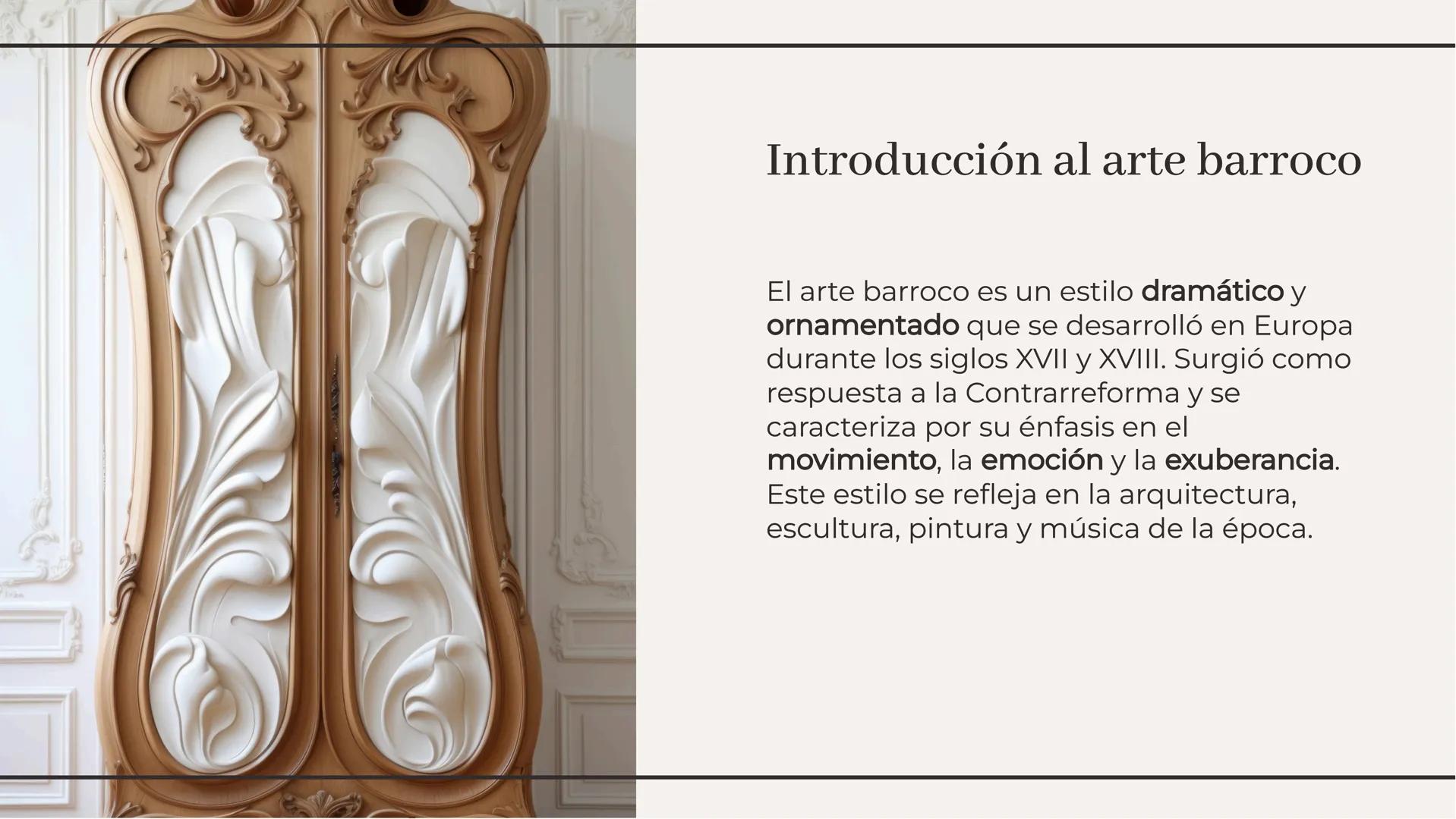 # El esplendor del arte barroco: historia y explicación Introducción al arte barroco

El arte barroco es un estilo dramático y
ornamentado q