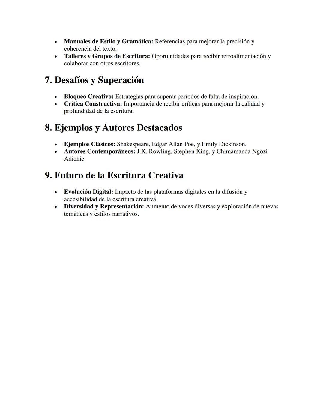 Escritura Creativa
APUNTES//
1. Introducción a la Escritura Creativa
•
•
Definición: Forma de expresión literaria que busca entretener, insp