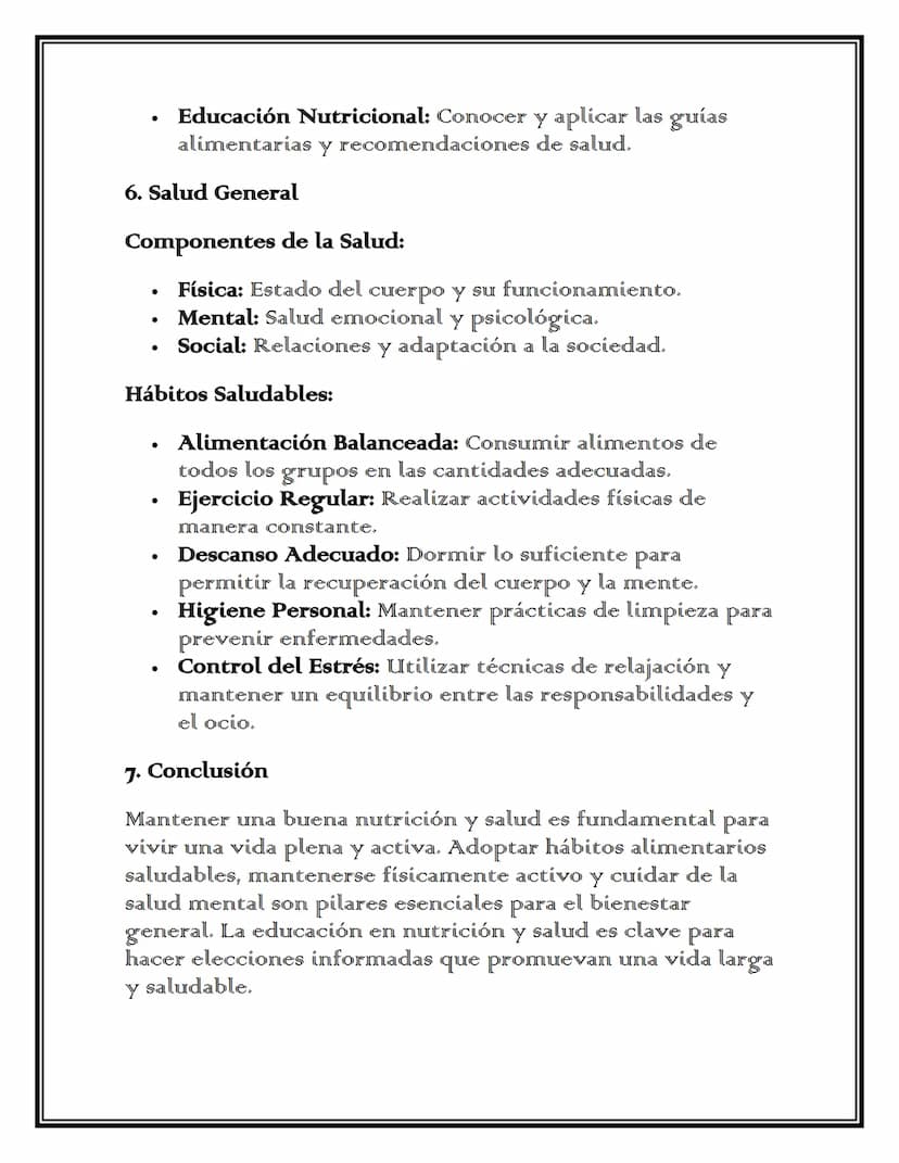Nutrición y Salud
1. Introducción a la Nutrición
Definición de Nutrición: La nutrición es el
proceso
mediante el cual los organismos ingiere