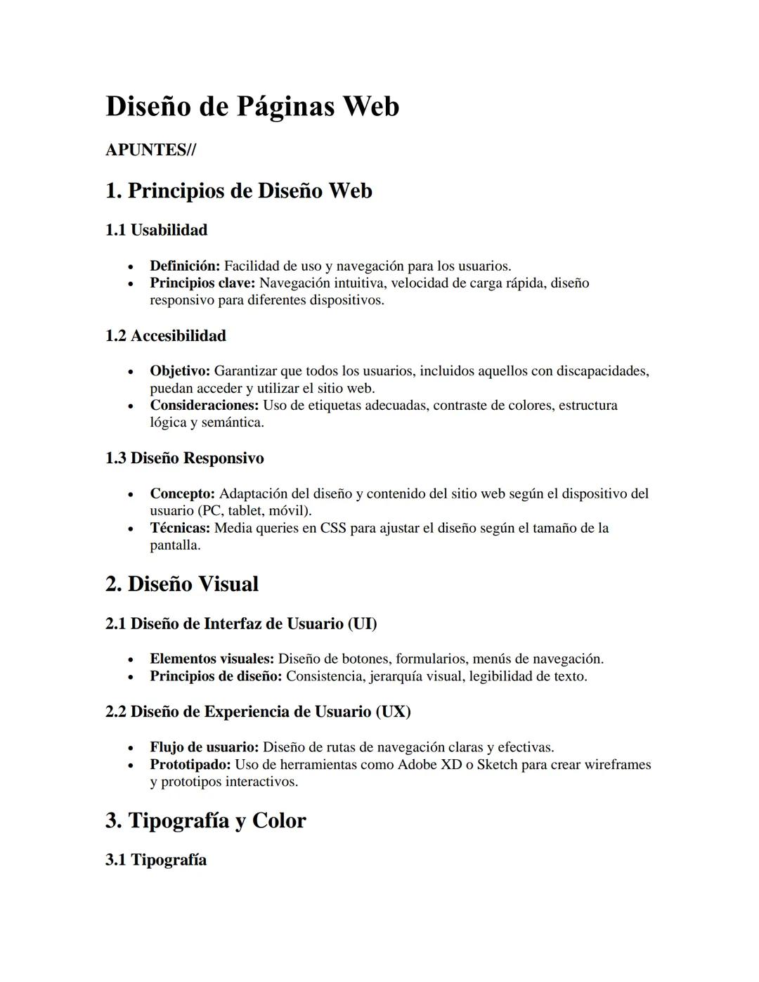 # Diseño de Páginas Web

APUNTES//

1. Principios de Diseño Web

1.1 Usabilidad

:

*   Definición: Facilidad de uso y navegación para los u