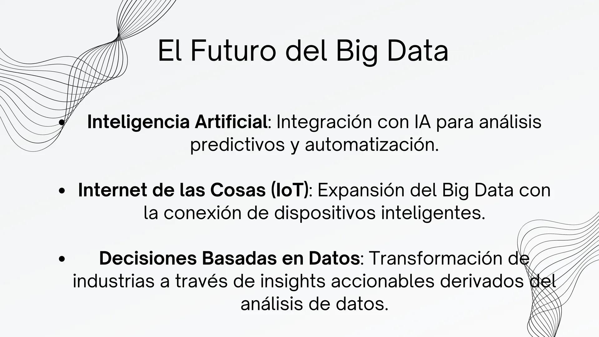 BIG DATA ¿Qué es Big Data?
Big Data se refiere a conjuntos de datos tan grandes y
complejos que las aplicaciones de procesamiento de datos
t