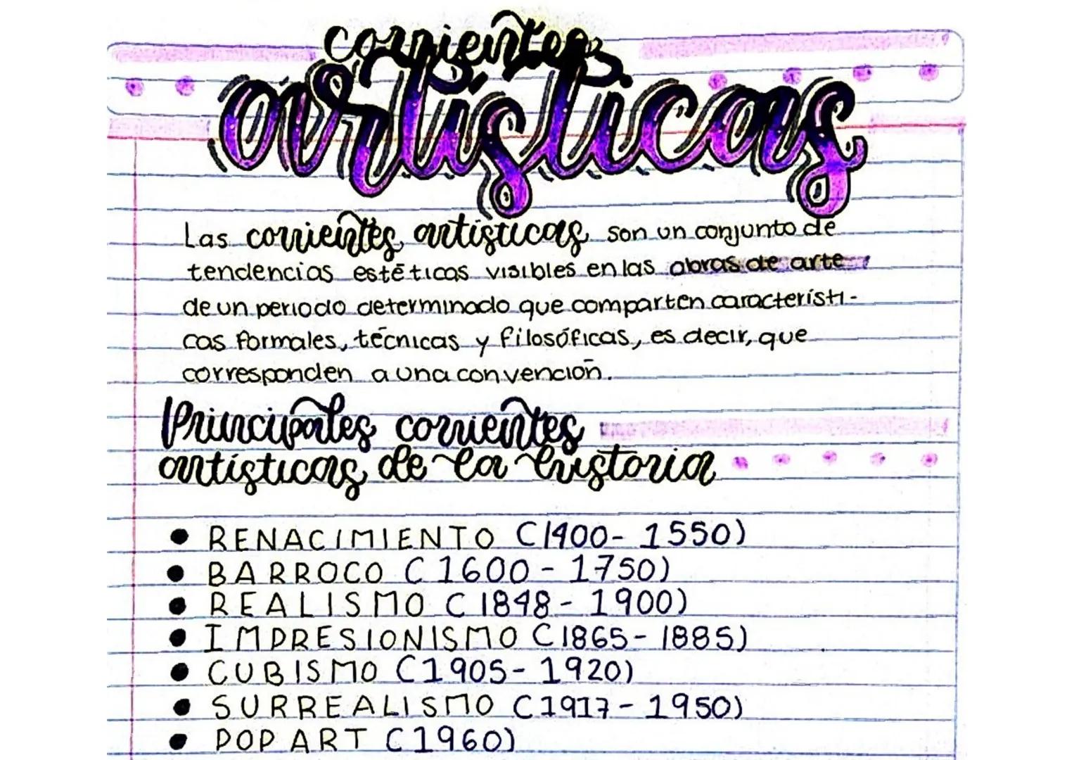 # corpienters

# artisticas

Las corrientes artisticas son un conjunto de
tendencias estéticas visibles en las obras de arter
de un periodo 