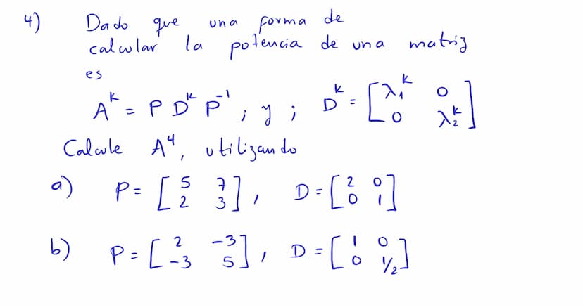 Diagonalización Los valores
y
vectores
propios
para
un a
propios
pueden ser usados
factorización del tipo
A = PDP"
P→ matriz invertible
D → 