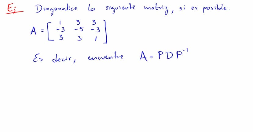 Diagonalización Los valores
y
vectores
propios
para
un a
propios
pueden ser usados
factorización del tipo
A = PDP"
P→ matriz invertible
D → 