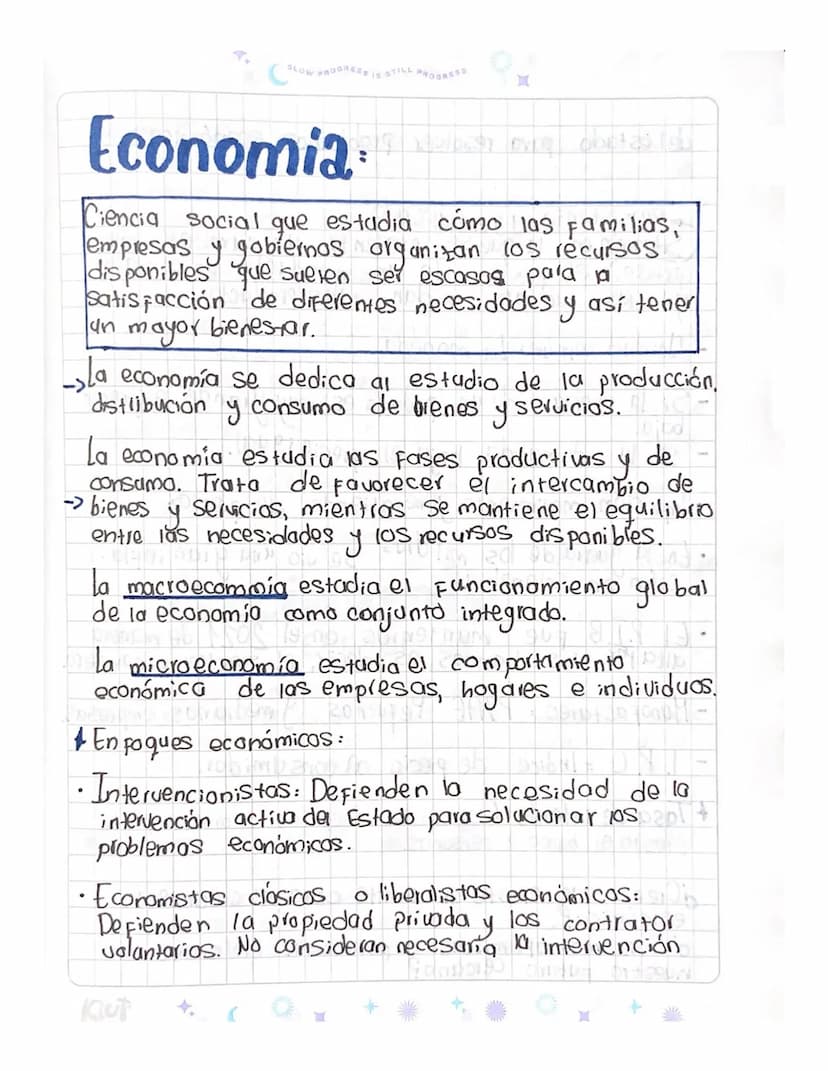 SLOW PROGRESS IS STILL PROGRESS
Economia
Ciencia social que estadia cómo las familias,
empresas y gobiernos organizan los recursos
disponibl