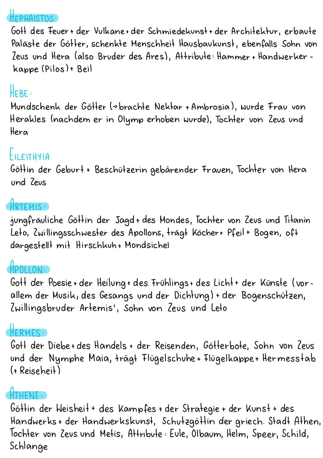 # GRIECHISCHE GÖTTER - Die Hauptgötter

ZEUS

oberster und mächtigster olympischer Gott, über ihm stehen nur Moiren
(=Schicksal), Sohn der T