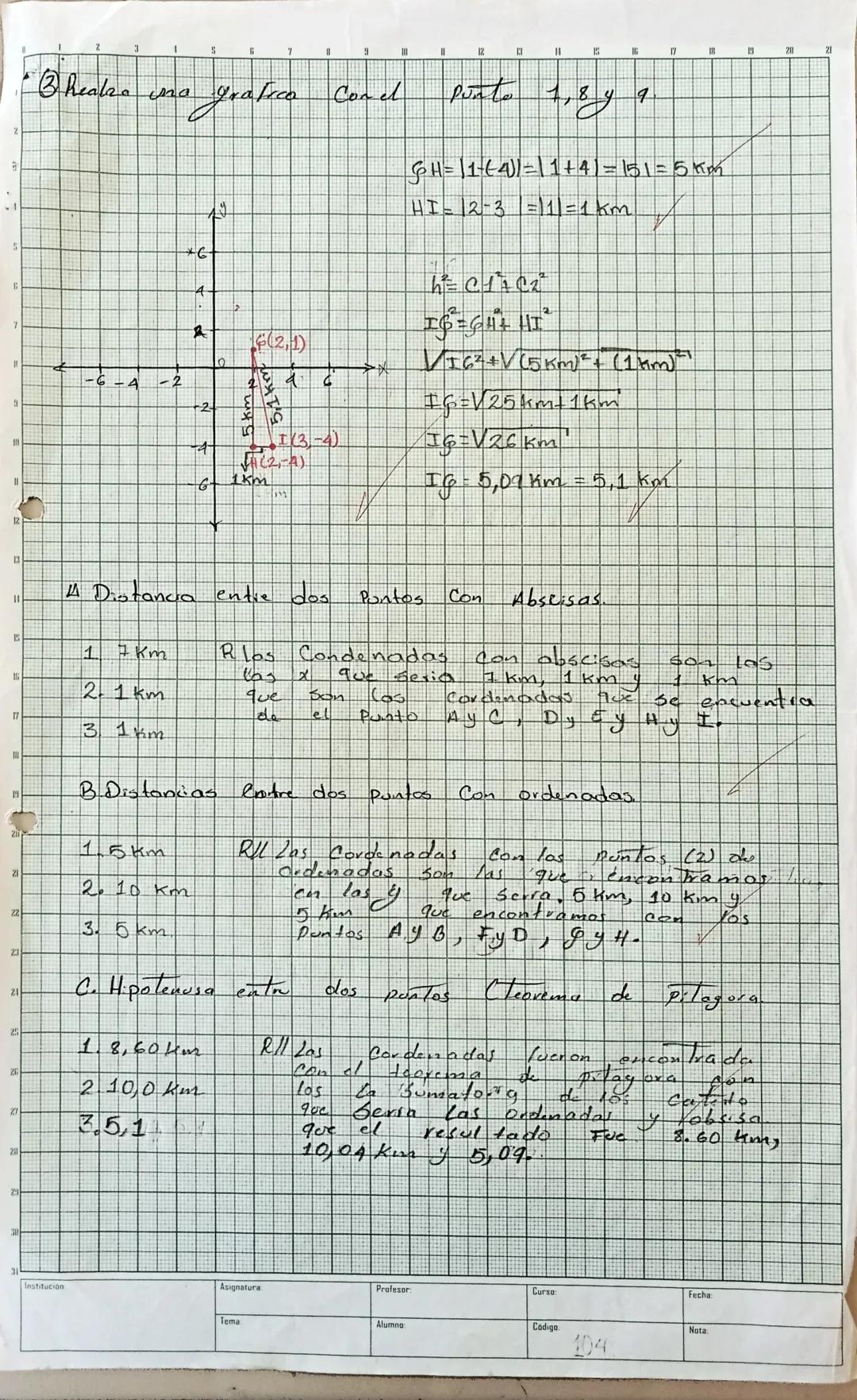 I.E. LICEO MODERNO DEL SUR

TALLER DE GEOMETRIA GRADO 10°4

SEGUNDO PERIODO ACADEMICO

Tema: Coordenadas Cartesianas

Distancia entre dos pu