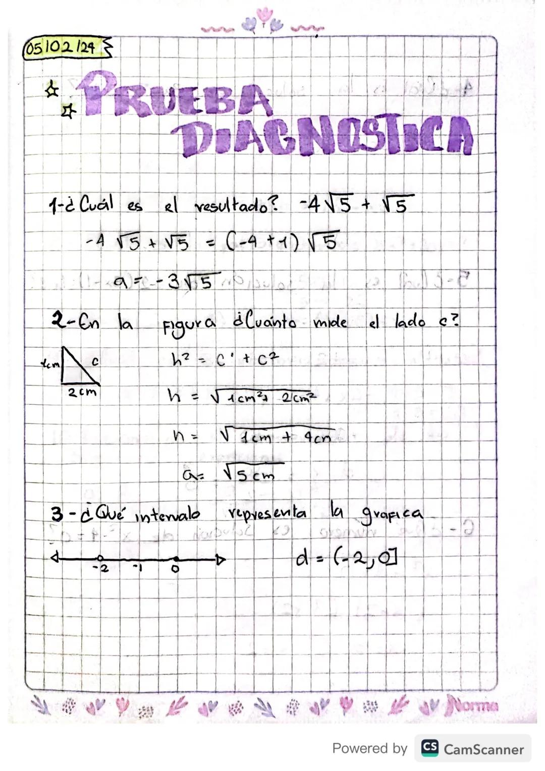 Prueba diagnóstica de matematicas