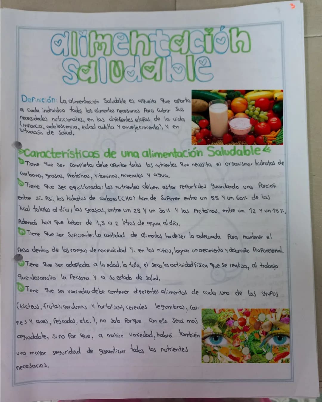9
alimentación
Saludable
Definición: La alimentación Saludable es aquella que aporta
a cada individuo todos los alimentos necesarios para cu