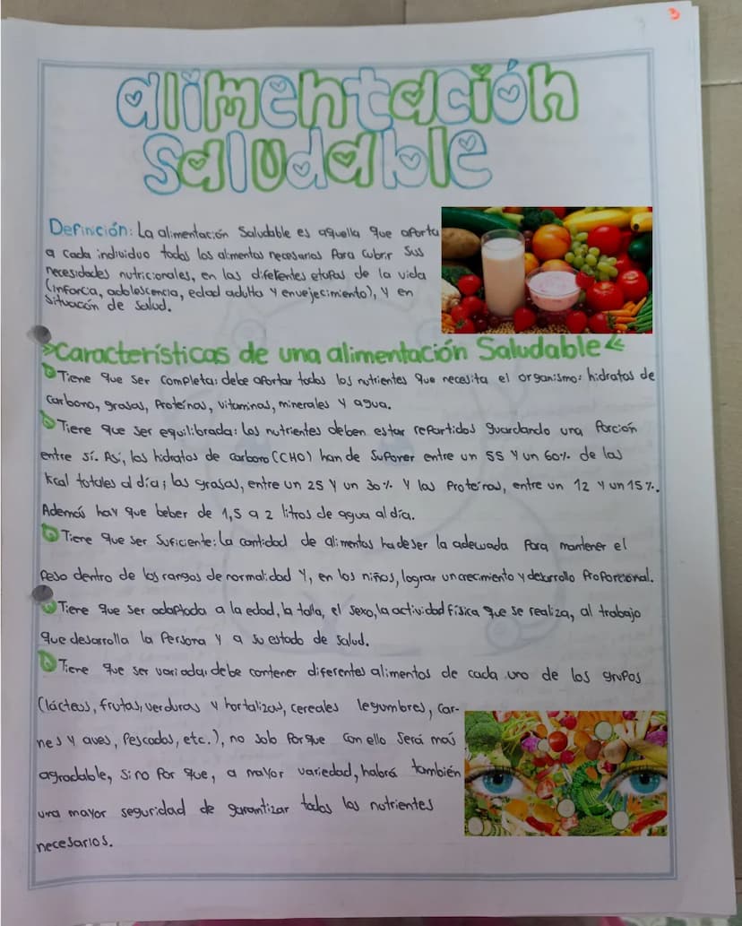 9
alimentación
Saludable
Definición: La alimentación Saludable es aquella que aporta
a cada individuo todos los alimentos necesarios para cu