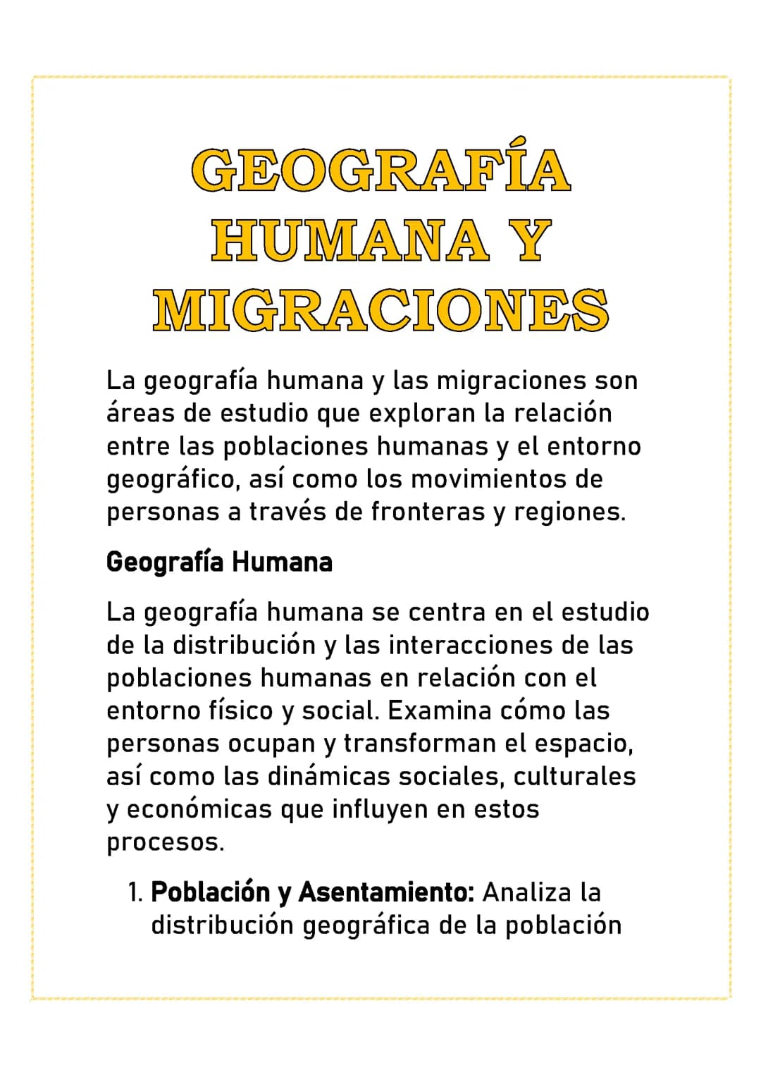 GEOGRAFÍA HUMANA Y MIGRACIONES 