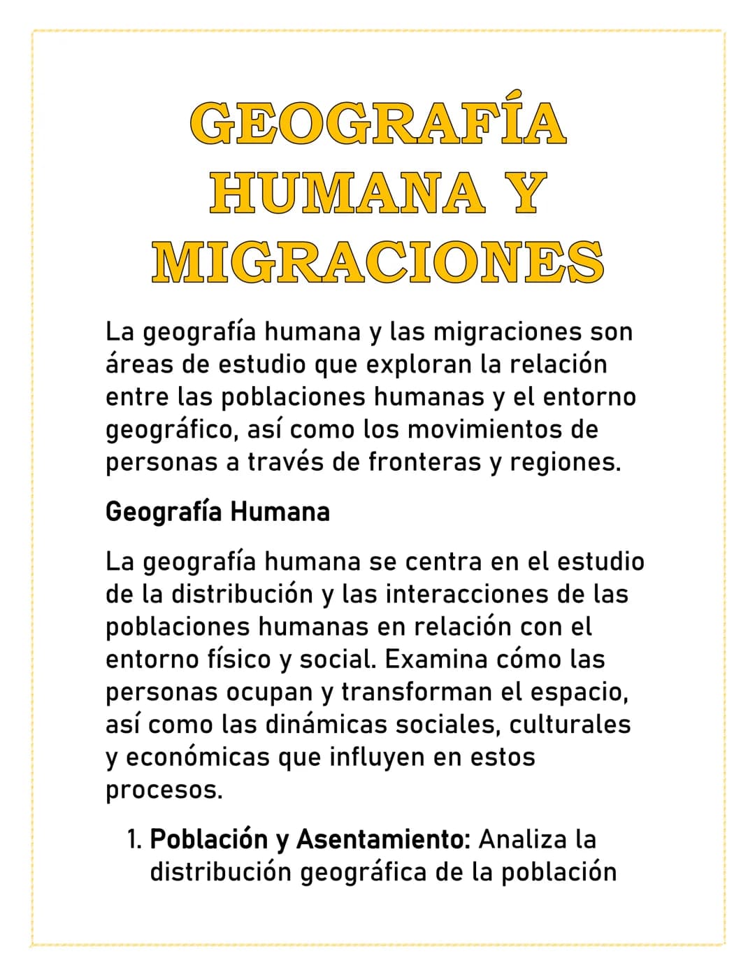 GEOGRAFÍA
HUMANA Y
MIGRACIONES
La geografía humana y las migraciones son
áreas de estudio que exploran la relación
entre las poblaciones hum