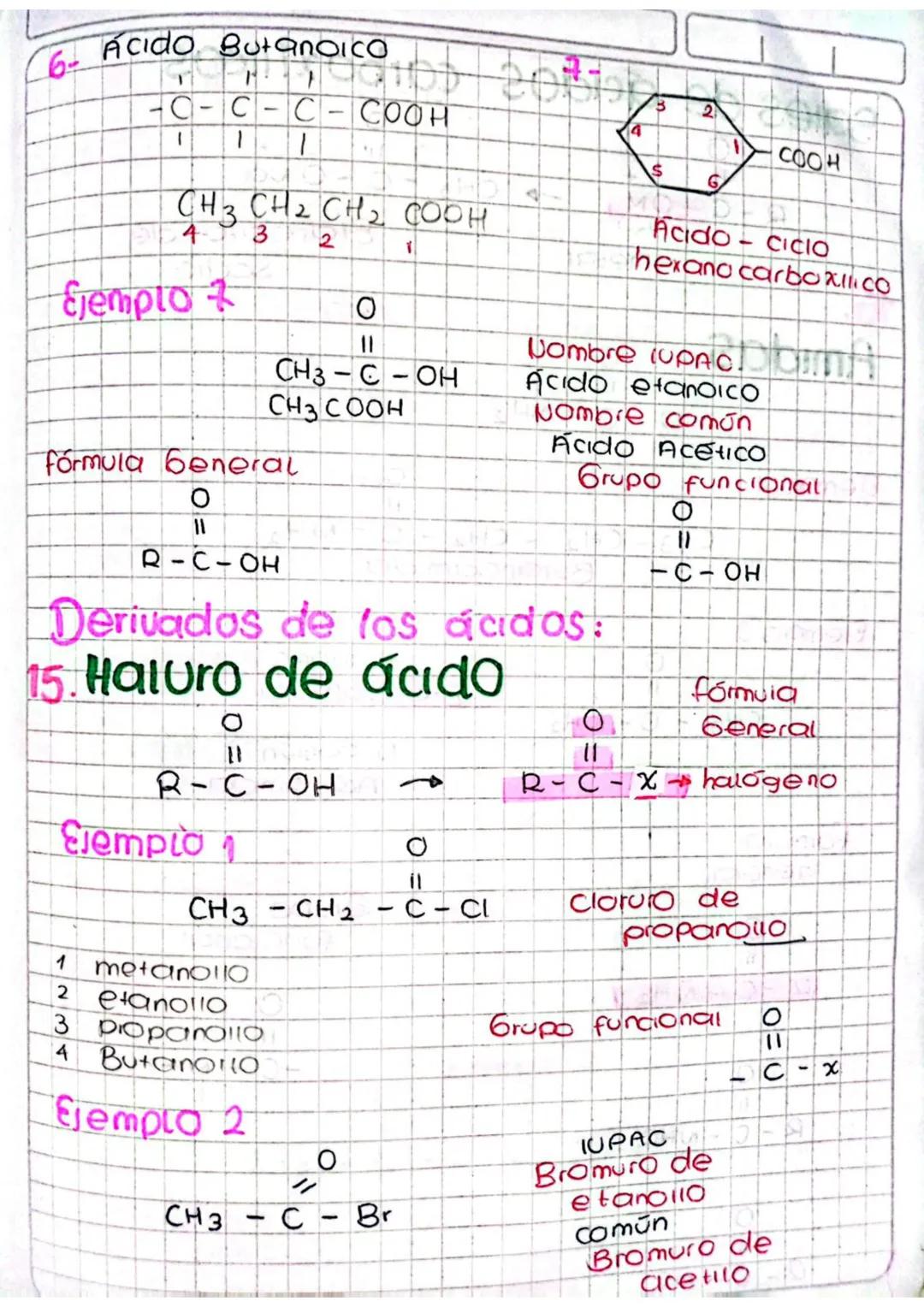 14. Acidos
En su estructural
(carboxílicos)
tienen el grupo carboxilo
carbon unido a un oxígeno por doble
al lado debe ir OH.
eniace y
о
R
1