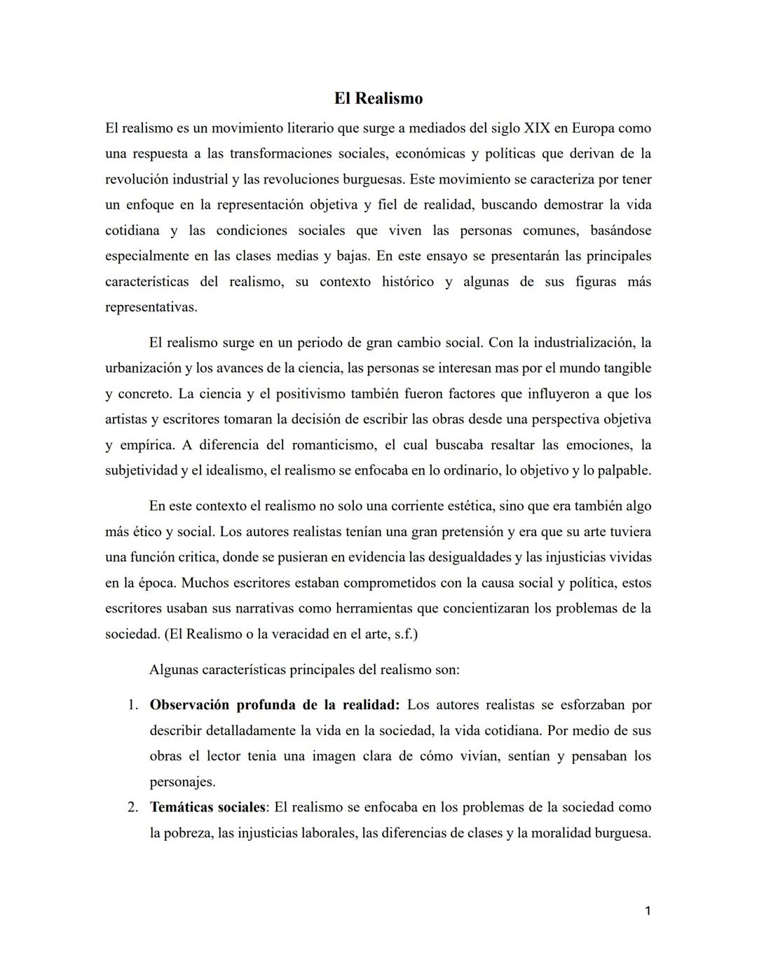 # El Realismo

El realismo es un movimiento literario que surge a mediados del siglo XIX en Europa como
una respuesta a las transformaciones