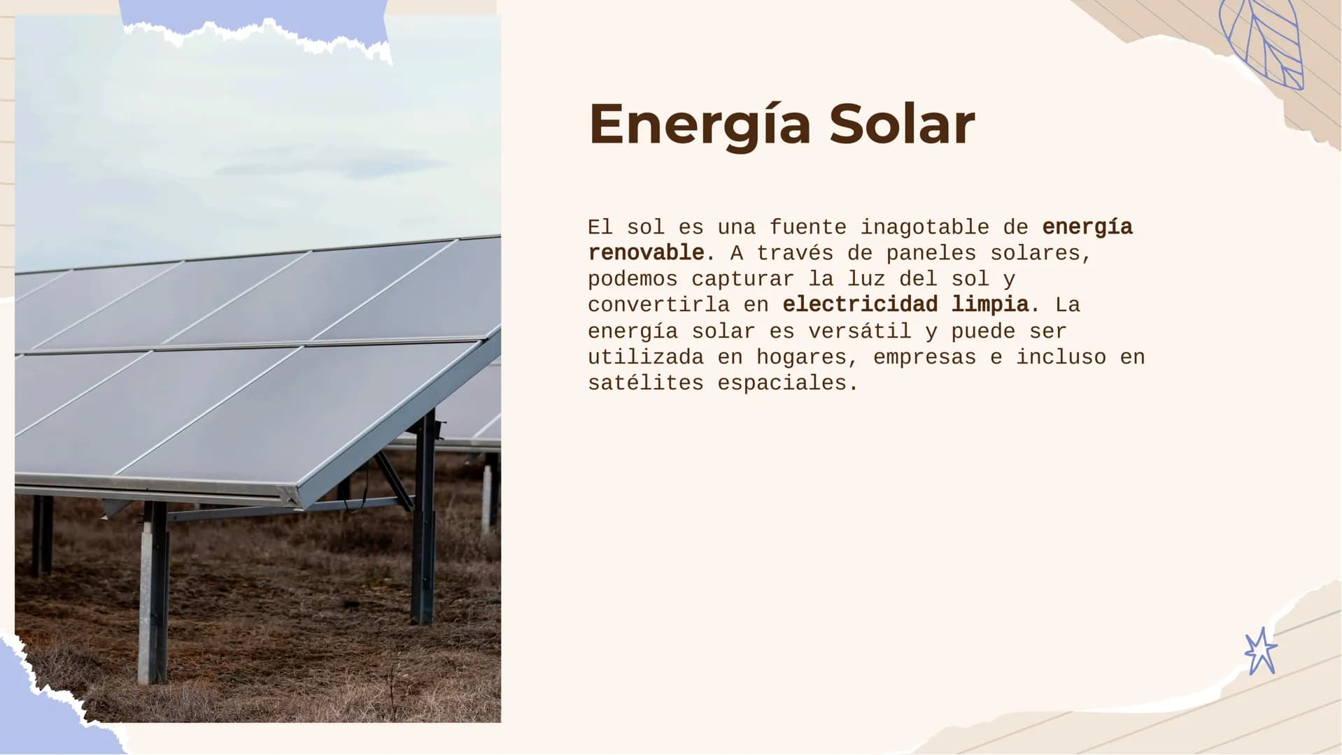 ¡Brilla con Energía
Renovable! ¡Bienvenidos!
¡Descubre el poder del sol y el viento para generar energía limpia y
sostenible! En esta presen
