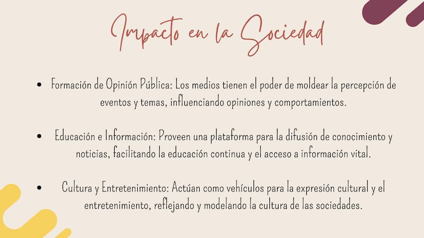 Los Medios de
Comunicación ¿Que son?
Los medios de comunicación juegan un papel crucial en la sociedad
moderna, funcionando como canales ese