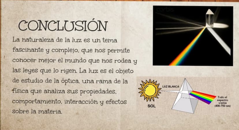 PRISMA DE NEWTON
ESPECTRO
LA LUZ SE DESCOMPONE AL PASAR POR UN PRISMA
NATURALEZA
DE LA LUZ ÍNDICE
1. Introducción
2. Justificación
3. Desarr