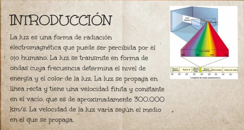 PRISMA DE NEWTON
ESPECTRO
LA LUZ SE DESCOMPONE AL PASAR POR UN PRISMA
NATURALEZA
DE LA LUZ ÍNDICE
1. Introducción
2. Justificación
3. Desarr