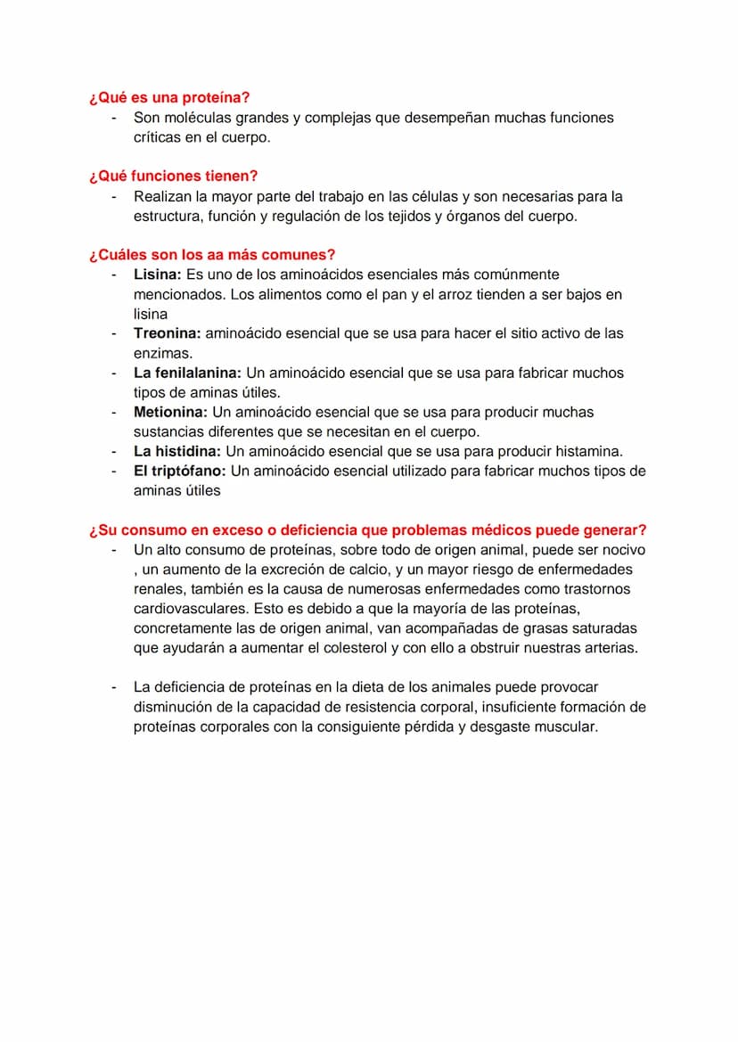 ¿Qué es una proteína?
Son moléculas grandes y complejas que desempeñan muchas funciones
críticas en el cuerpo.
¿Qué funciones tienen?
Realiz