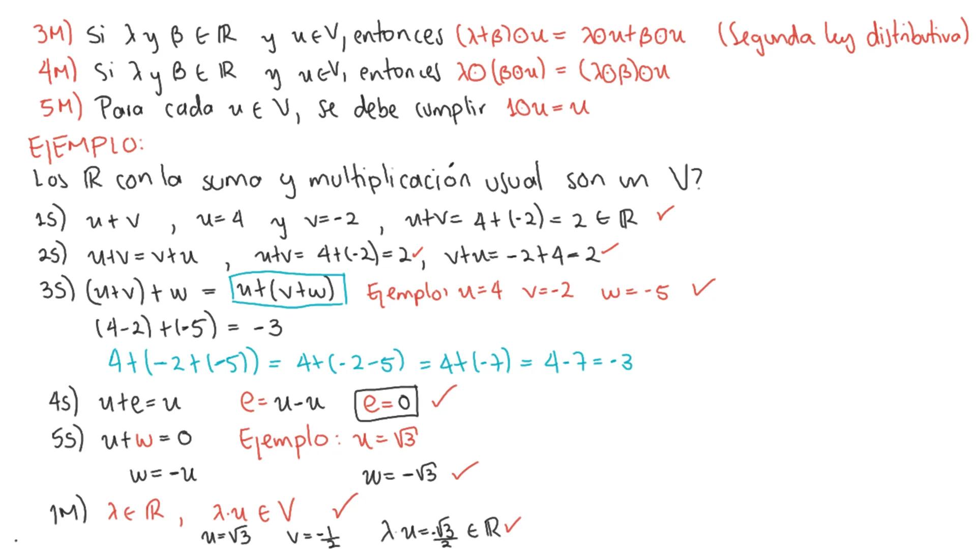 Espacios vectoriales
Es una terna formada por un
in conjunto Vy
satisfacen las siguientes propiedades:
Para la suma
15) Si ny v EV, entonces