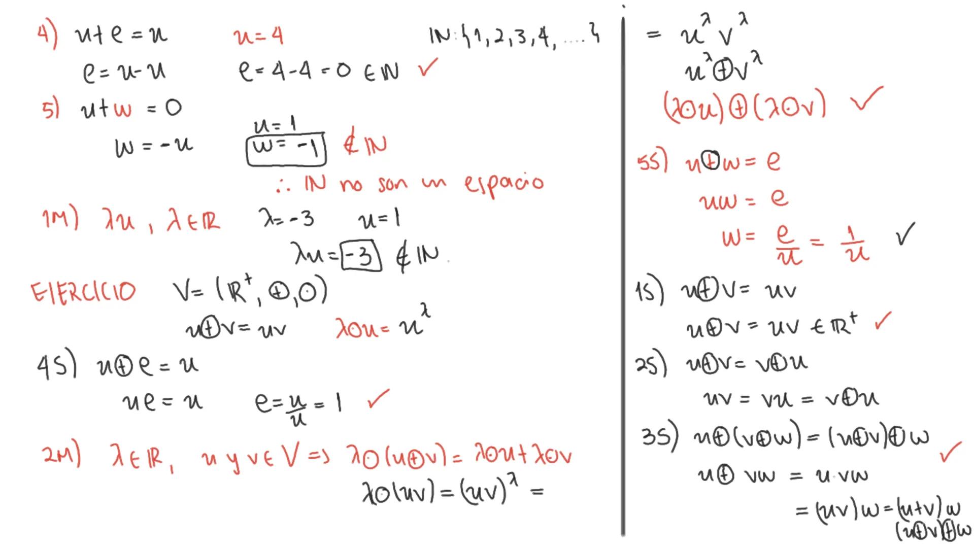 Espacios vectoriales
Es una terna formada por un
in conjunto Vy
satisfacen las siguientes propiedades:
Para la suma
15) Si ny v EV, entonces