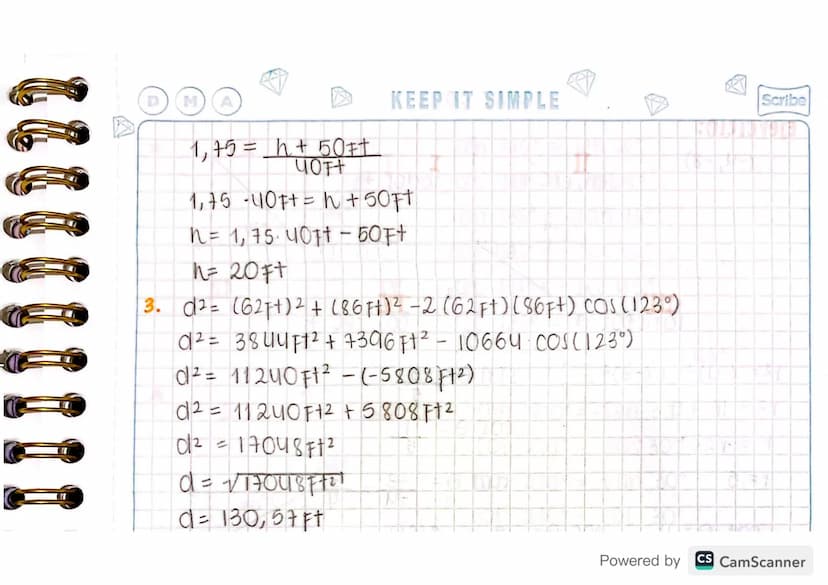 Scribe
ley de seno
co
sen e = c.O
h
STAY COOL
B
D
M
AABC
B
a
α+B+8=180°
C
d
୪
b
A
a,b,c lados
α, B, Angulos A, B, C vertices
son a = senB = 