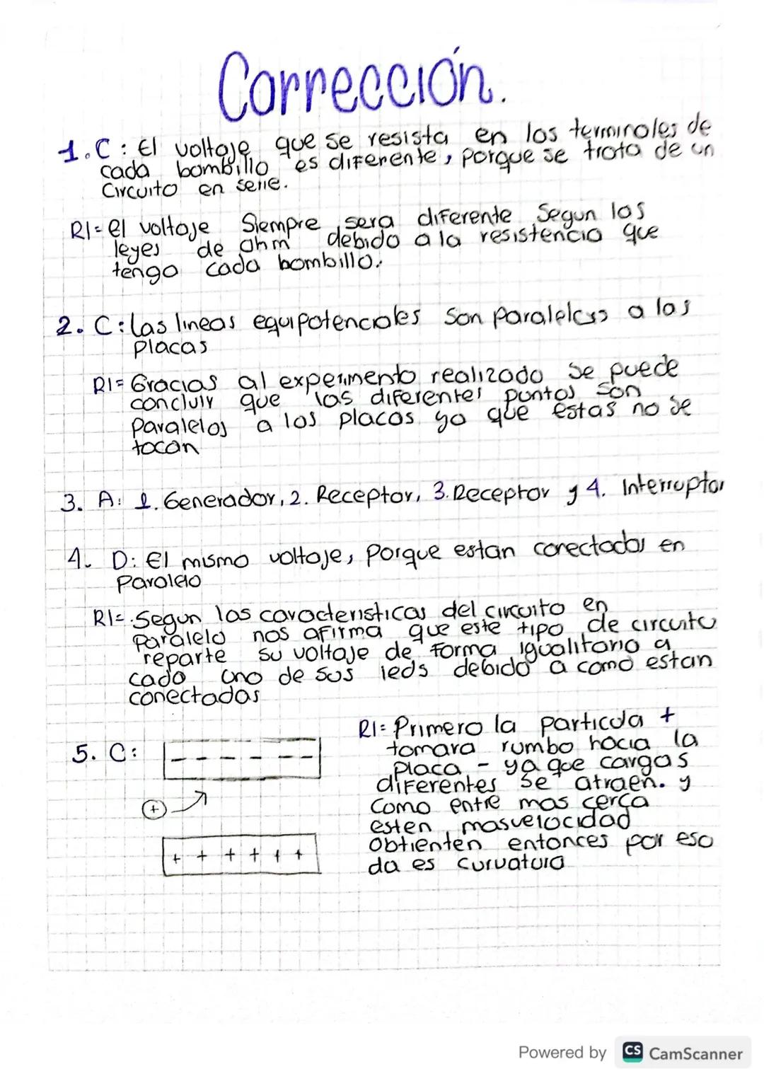 Corrección.
1.C: El voltaje que se resista en los terminoles de
cada bombillo es diferente, porque se trato de on
Circuito en serie.
RI= el 