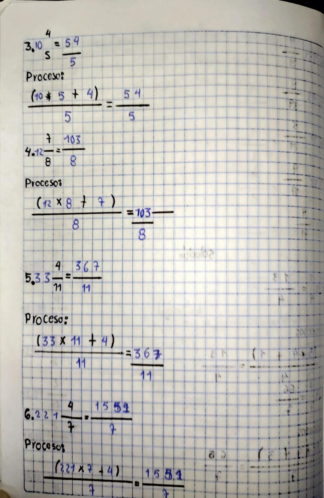 Practica Números
Mixtos.
1.0bserva cada figura, luego completar las
fracciones.
A.

B.

C.

D.
△

$1\frac{1}{2} = \frac{\boxed{3}}{2}$

$1\f