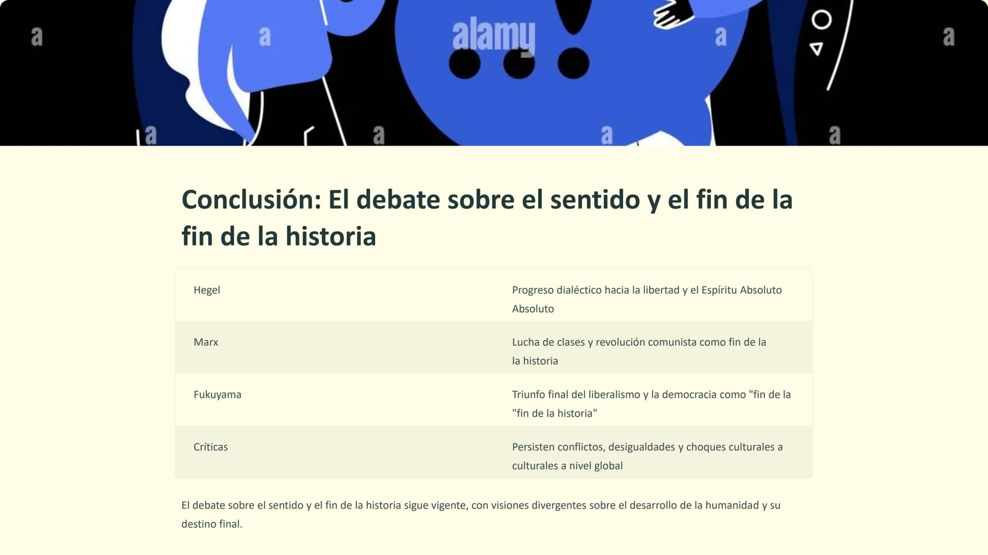 Filosofía de la
historia: Hegel, Marx y
Marx y Fukuyama
La filosofía de la historia analiza los patrones y
significados en el desarrollo de 