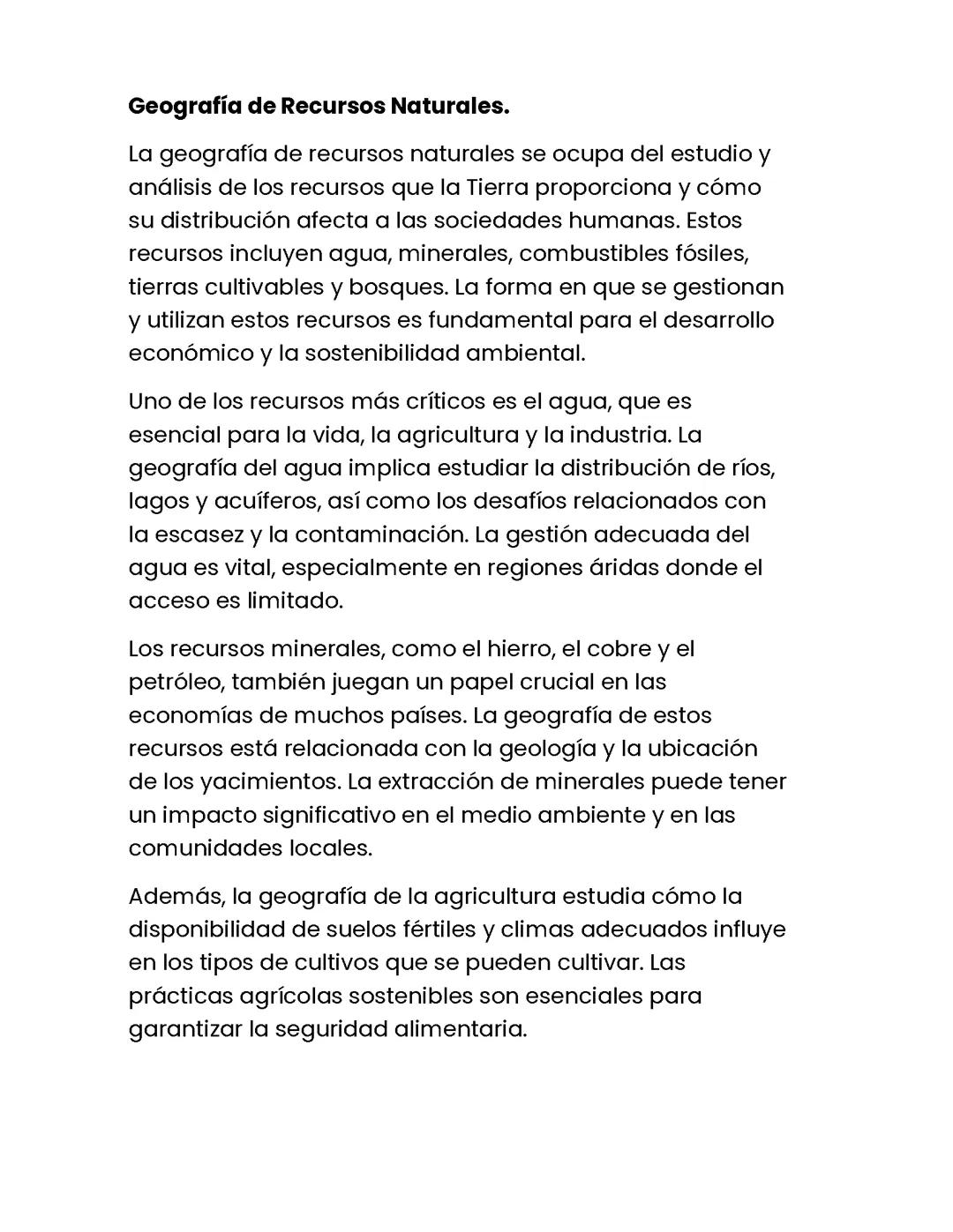 Geografía de Recursos Naturales.