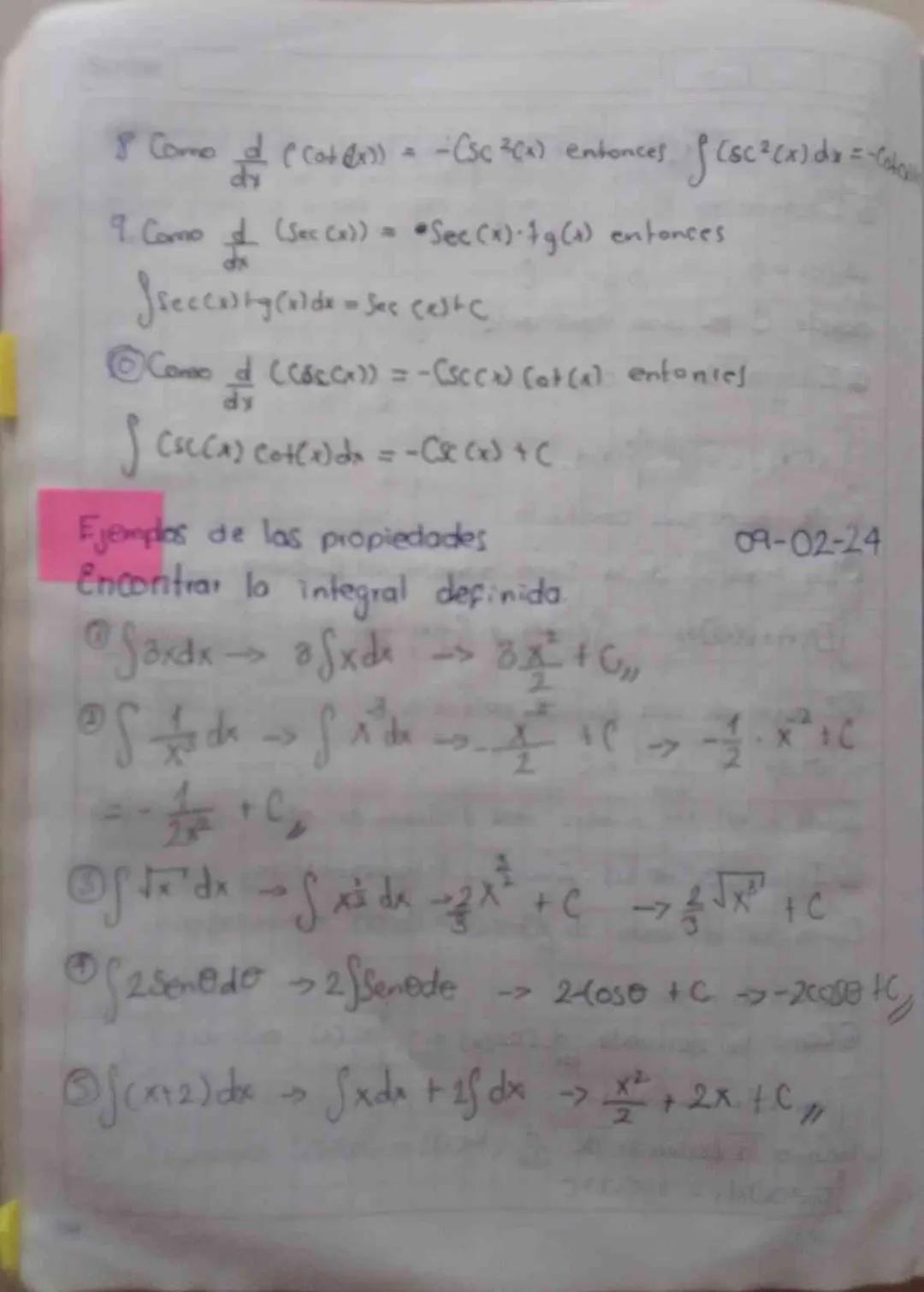 07 02 24
Catulo Integral.
Scribe
Antiderivada: Se dice que una funcion F(x) es una antiderivada
(o primitiva) de la funcion f(x) en el
F'(x)