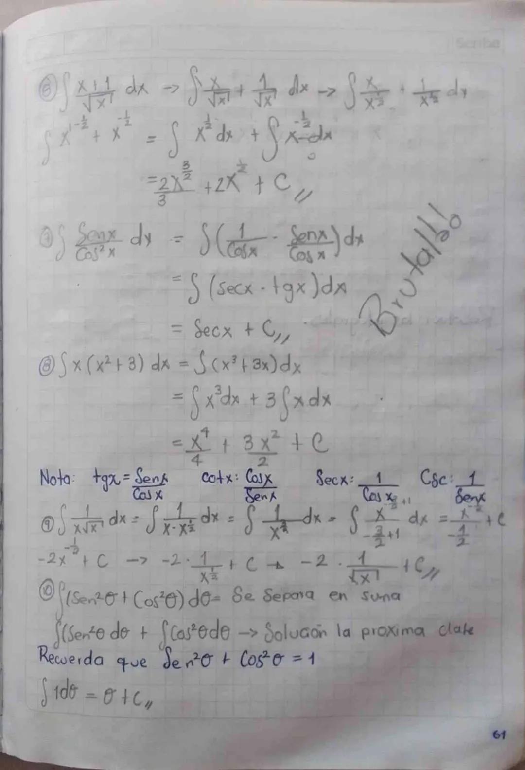 07 02 24
Catulo Integral.
Scribe
Antiderivada: Se dice que una funcion F(x) es una antiderivada
(o primitiva) de la funcion f(x) en el
F'(x)