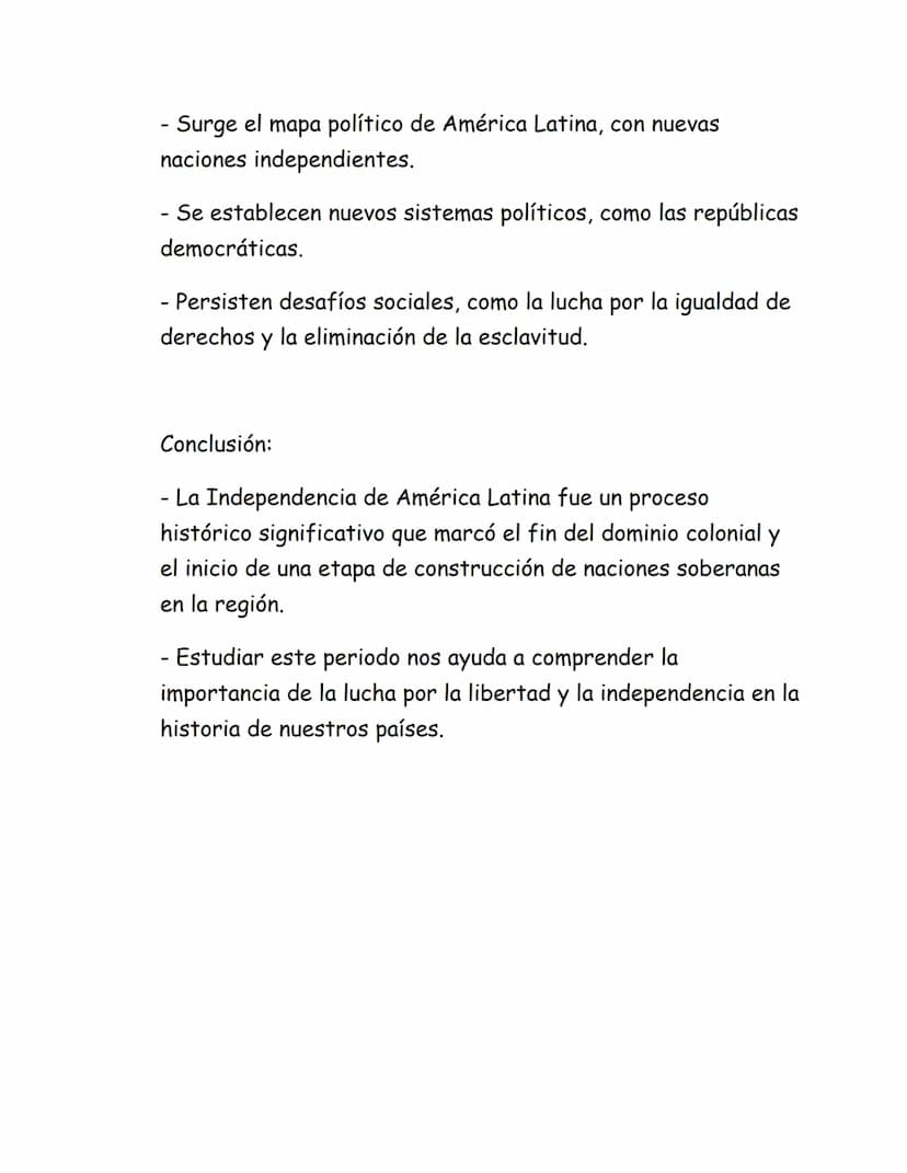 Tema: La Independencia de América Latina
Introducción:
-
La Independencia de América Latina fue un proceso de
lucha y emancipación de las co