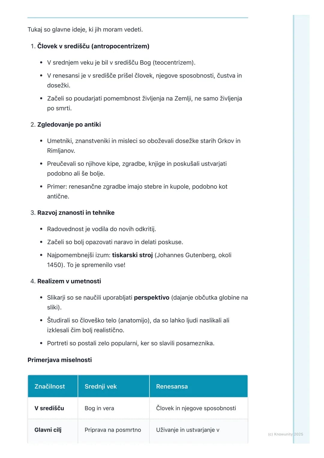 # Kaj sta renesansa in
humanizem

Uvod: nov pogled na svet

Po srednjem veku, ko je bila vera najpomembnejša, so ljudje začeli razmišljati
d