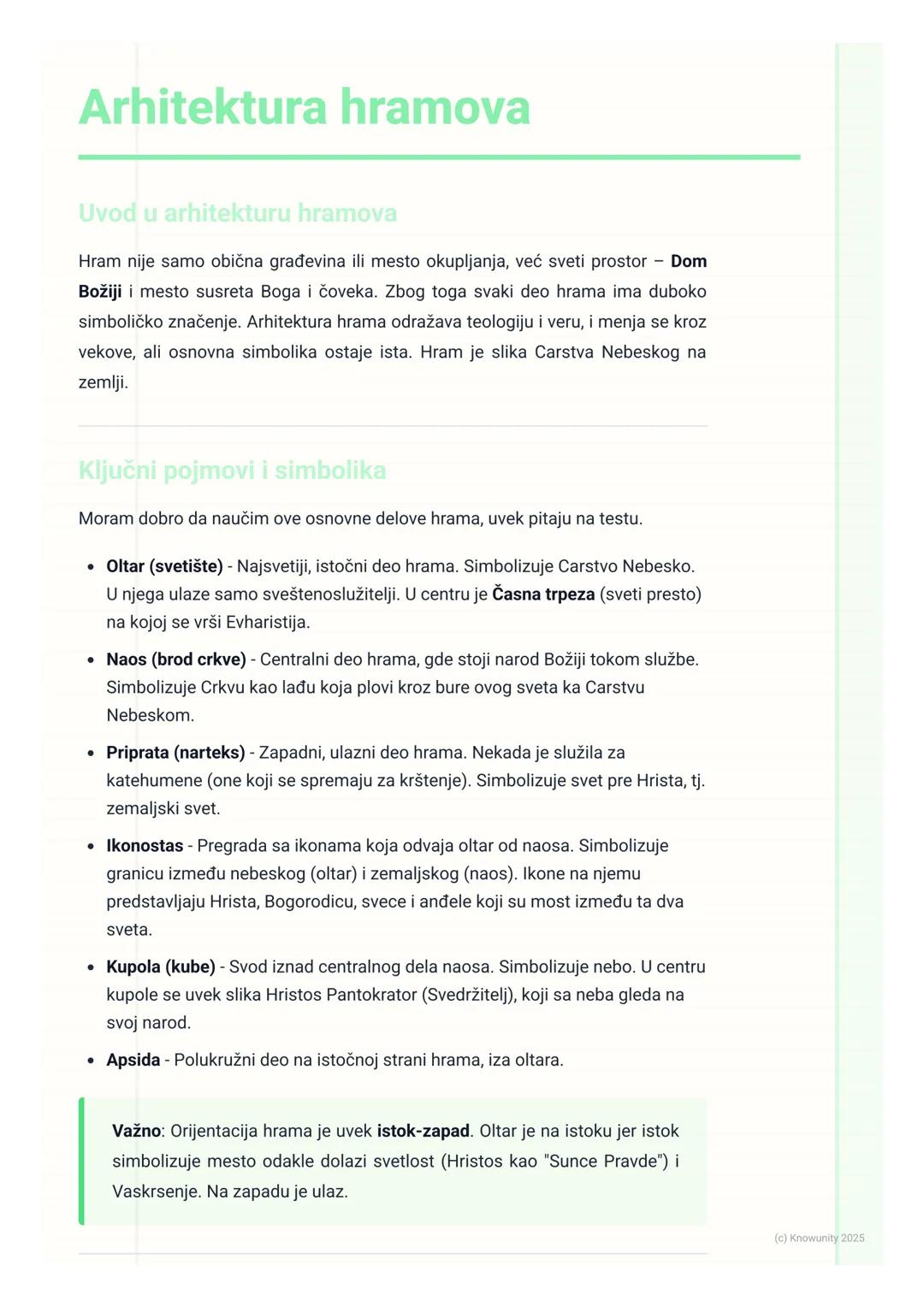 # Arhitektura hramova

Uvod u arhitekturu hramova

Hram nije samo obična građevina ili mesto okupljanja, već sveti prostor - Dom
Božiji i me